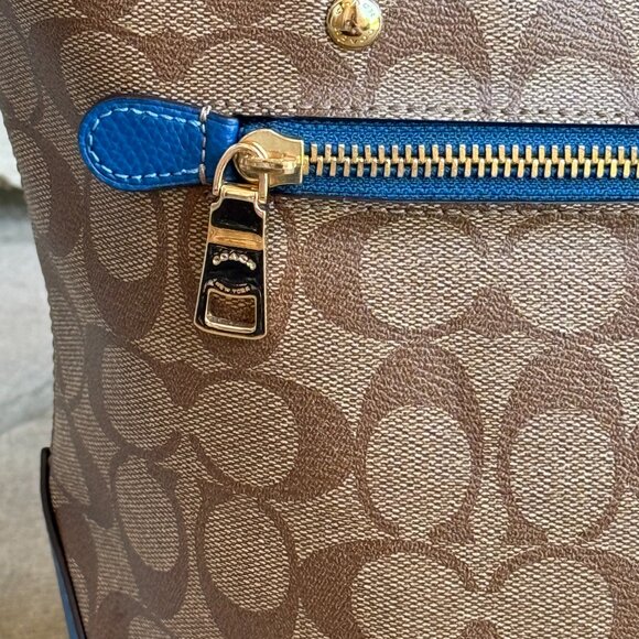 COACH SIGNATURE MONOGRAM CANVAS AND LEATHER TOTE Women's Shoulder Bag - Picture 10 of 16